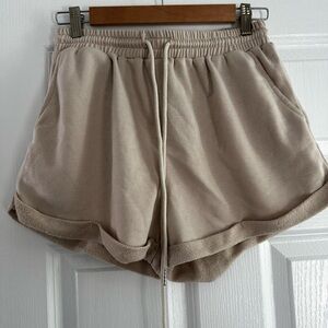 Princess Polly Women’s Casual Drawstring Shorts in Light Beige